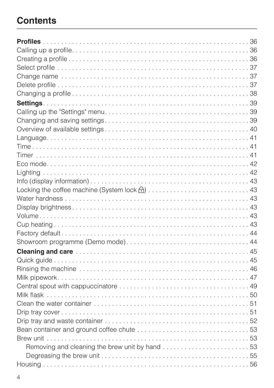 Miele 09 732 150 manual Contents 