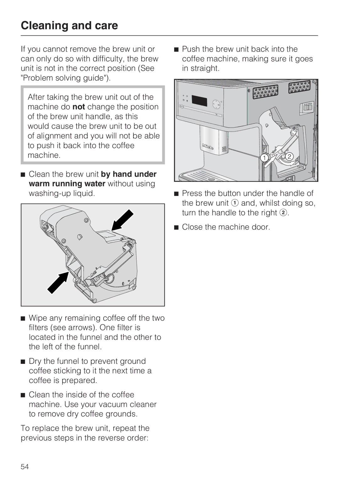 Miele 09 732 150 manual Cleaning and care 