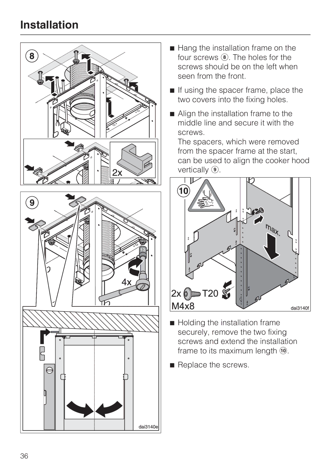 Miele 09 733 840 installation instructions Installation 