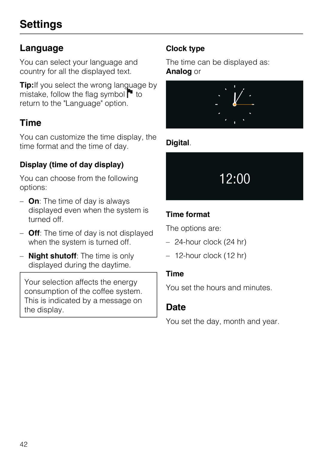 Miele 09 741 681 installation instructions Language, Time, Date 