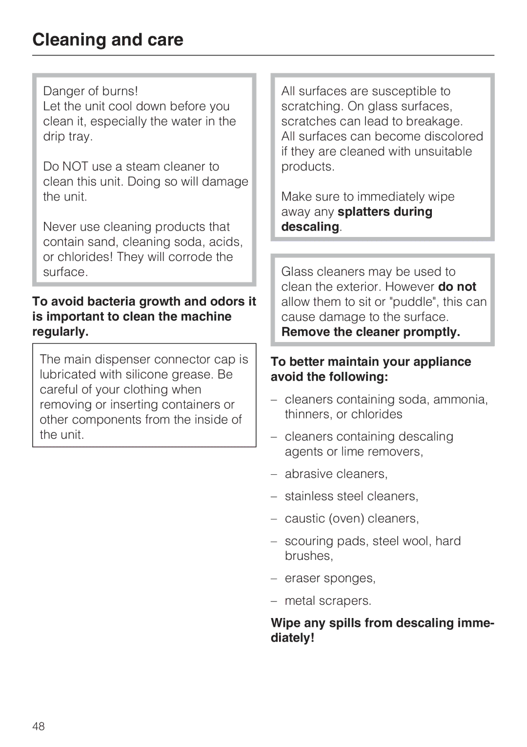 Miele 09 741 681 installation instructions Wipe any spills from descaling imme- diately 