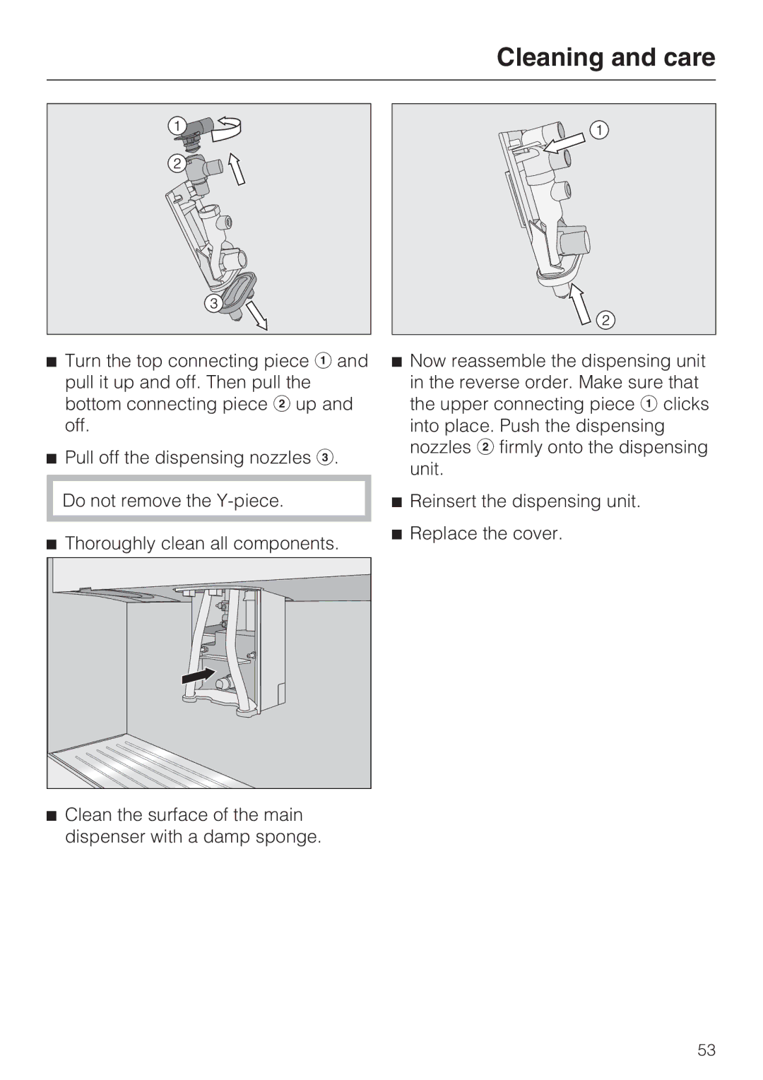 Miele 09 741 681 installation instructions Cleaning and care 