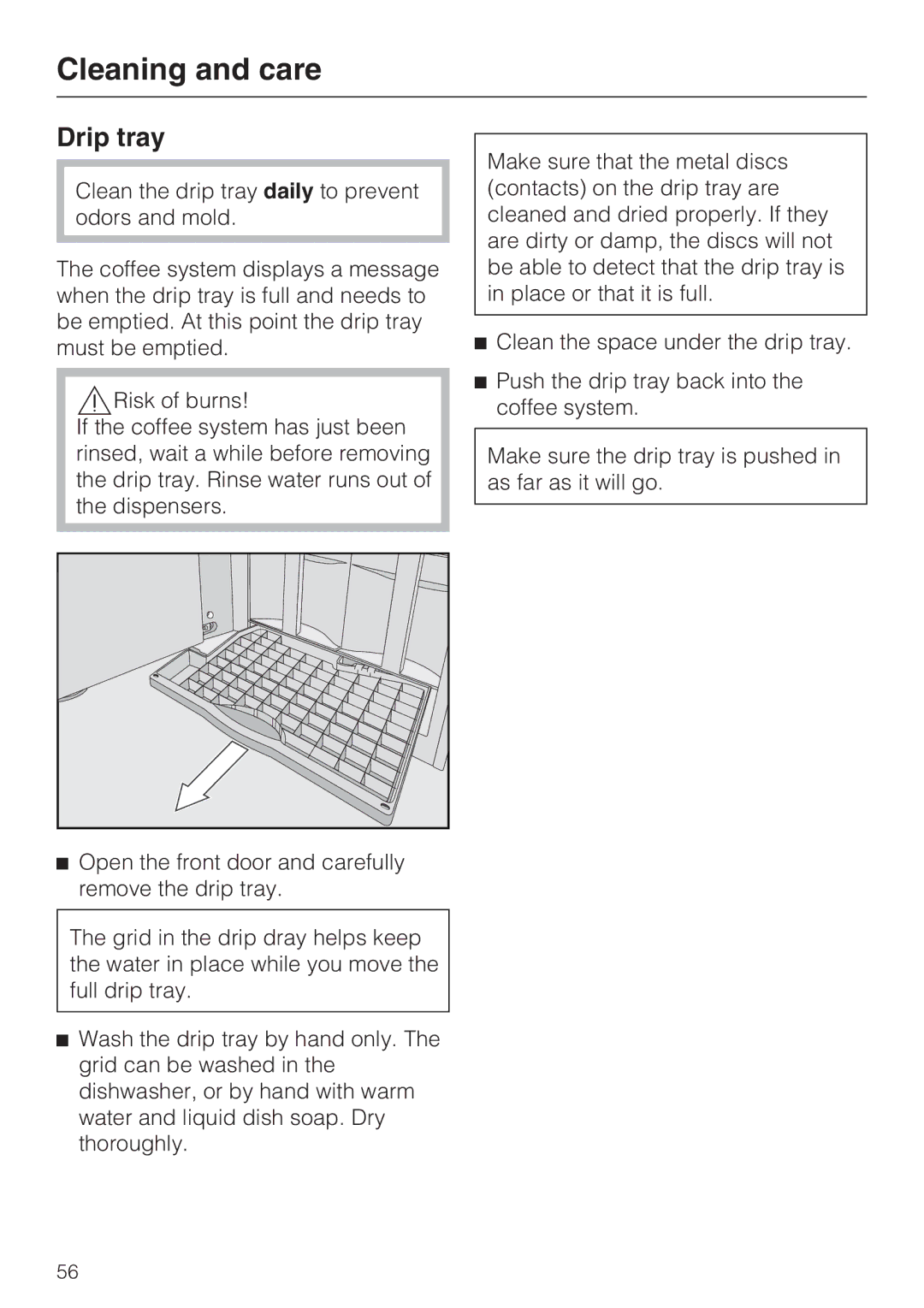 Miele 09 741 681 installation instructions Drip tray 