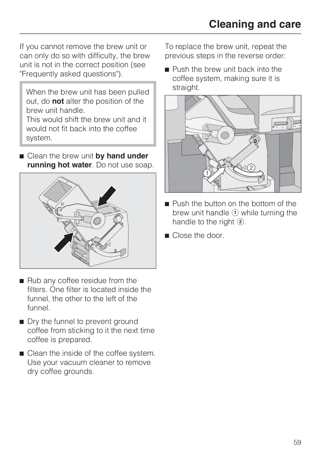 Miele 09 741 681 installation instructions Cleaning and care 