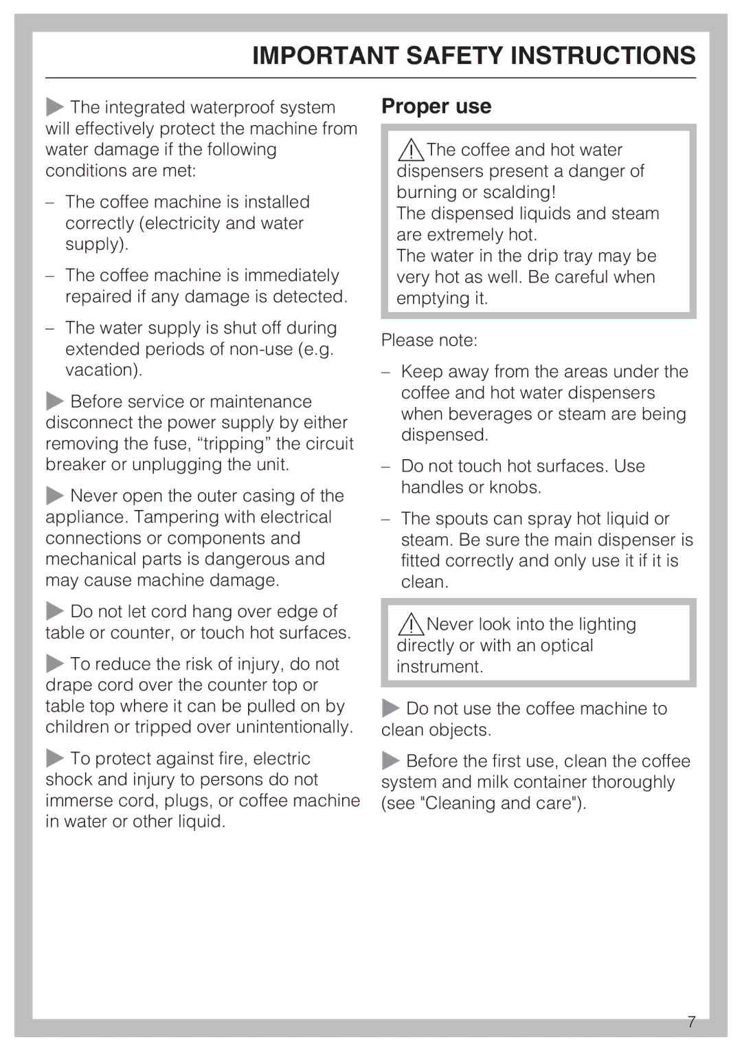 Miele 09 741 681 installation instructions Important Safety Instructions 