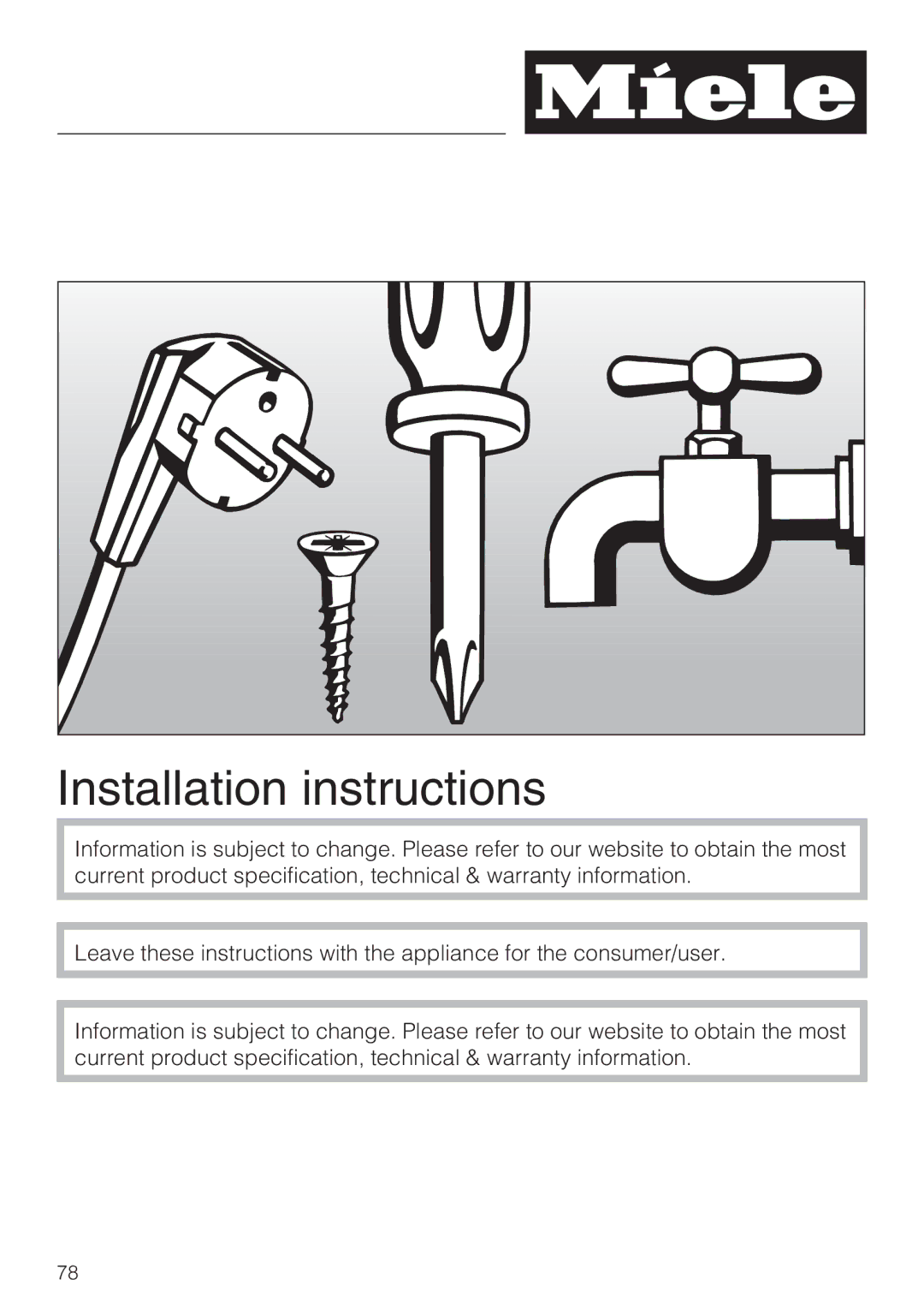 Miele 09 741 681 installation instructions Installation instructions 