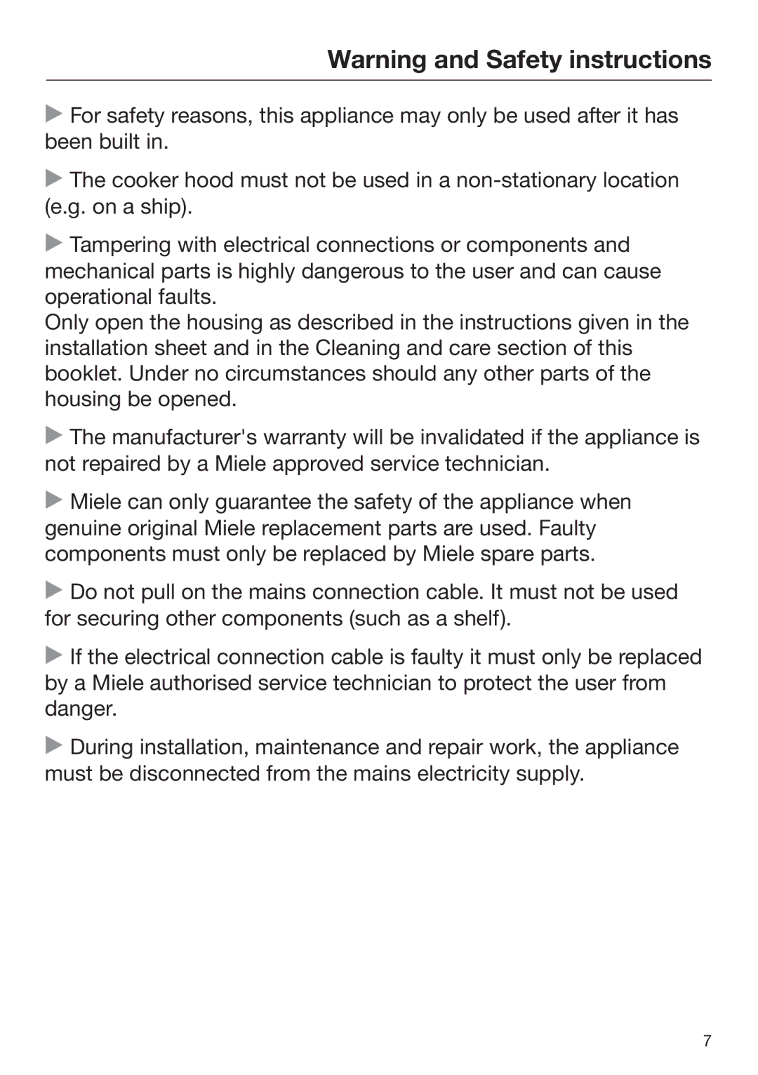 Miele 09 767 780 installation instructions 