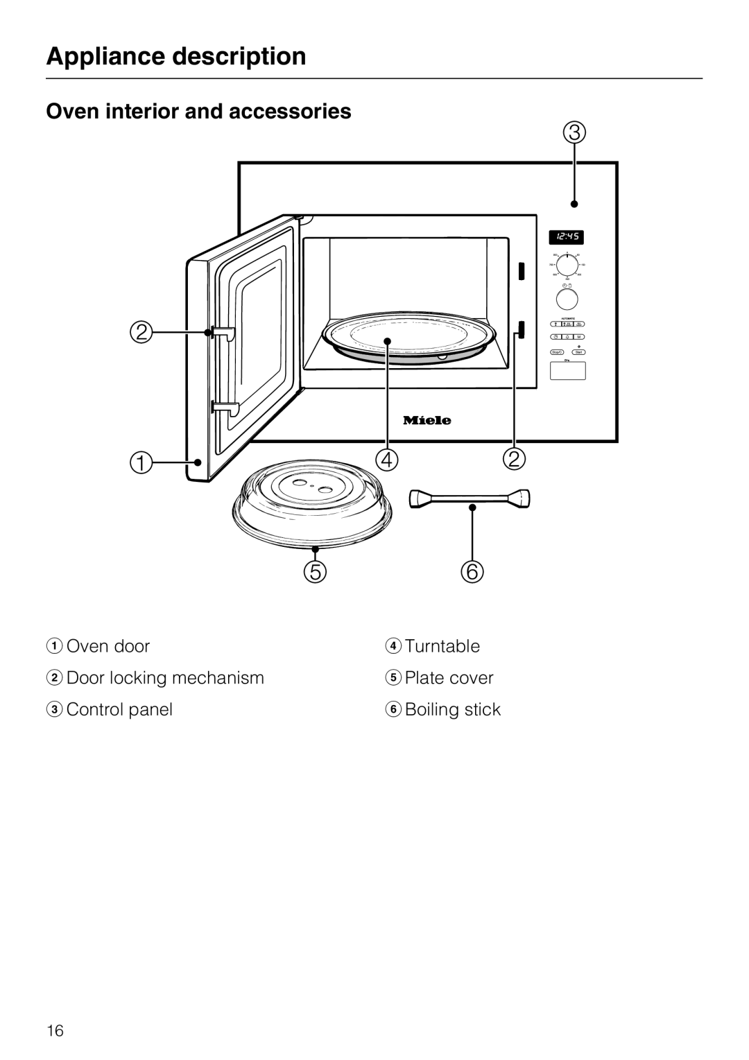 Miele 09 798 350 installation instructions Appliance description, Oven interior and accessories 