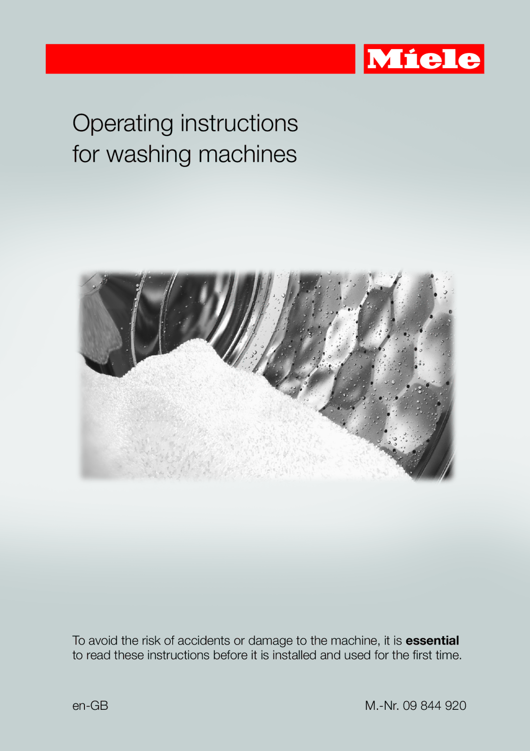 Miele 09 844 920 operating instructions Operating instructions for washing machines 