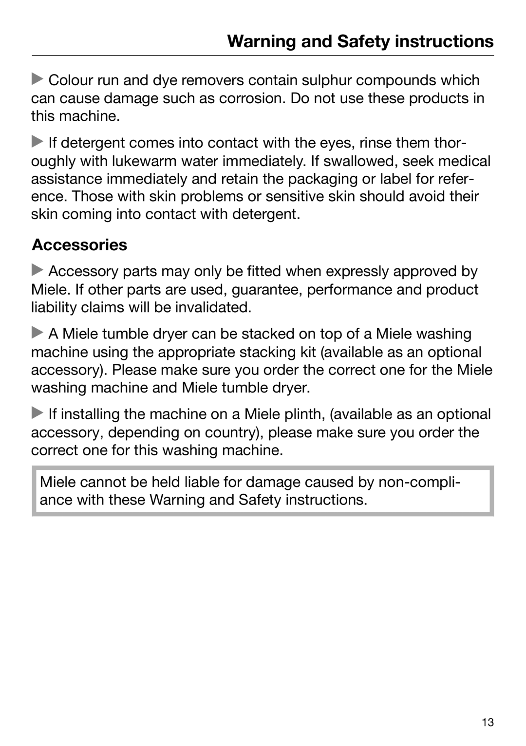 Miele 09 844 920 operating instructions Accessories 