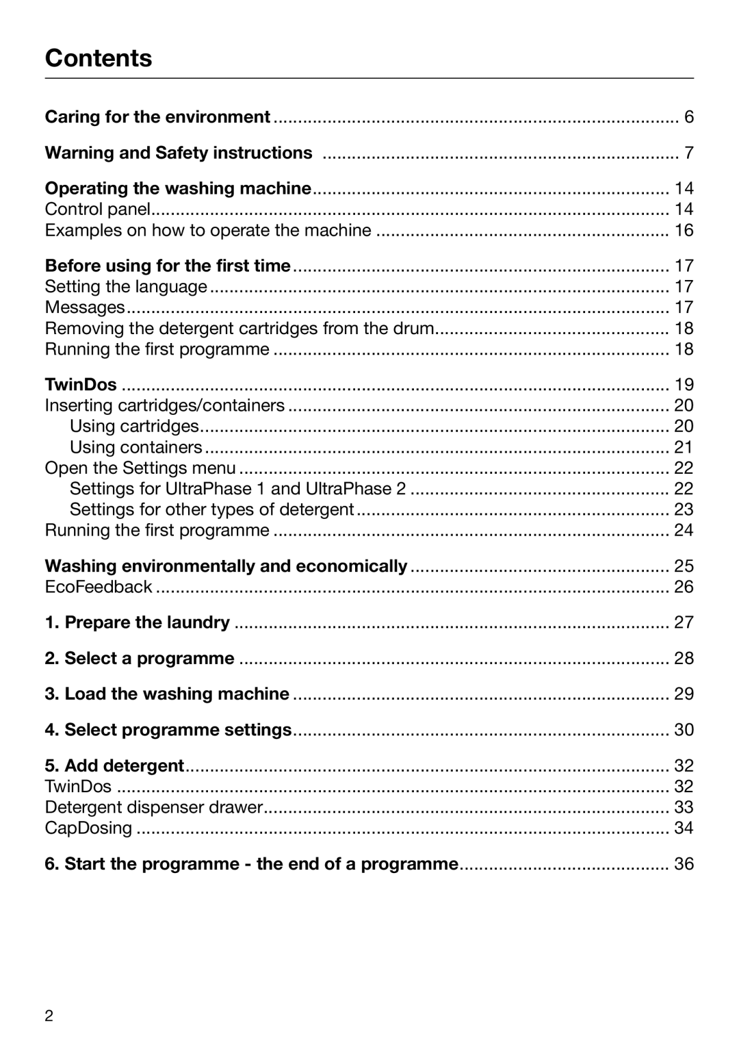 Miele 09 844 920 operating instructions Contents 