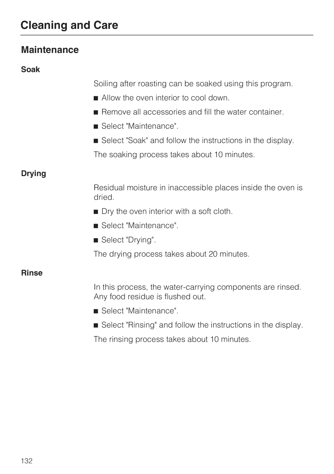 Miele 09 855 050 installation instructions Maintenance, Soak 