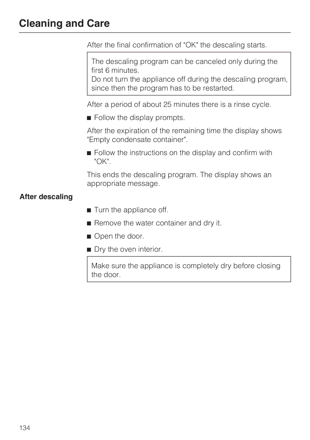 Miele 09 855 050 installation instructions After descaling 