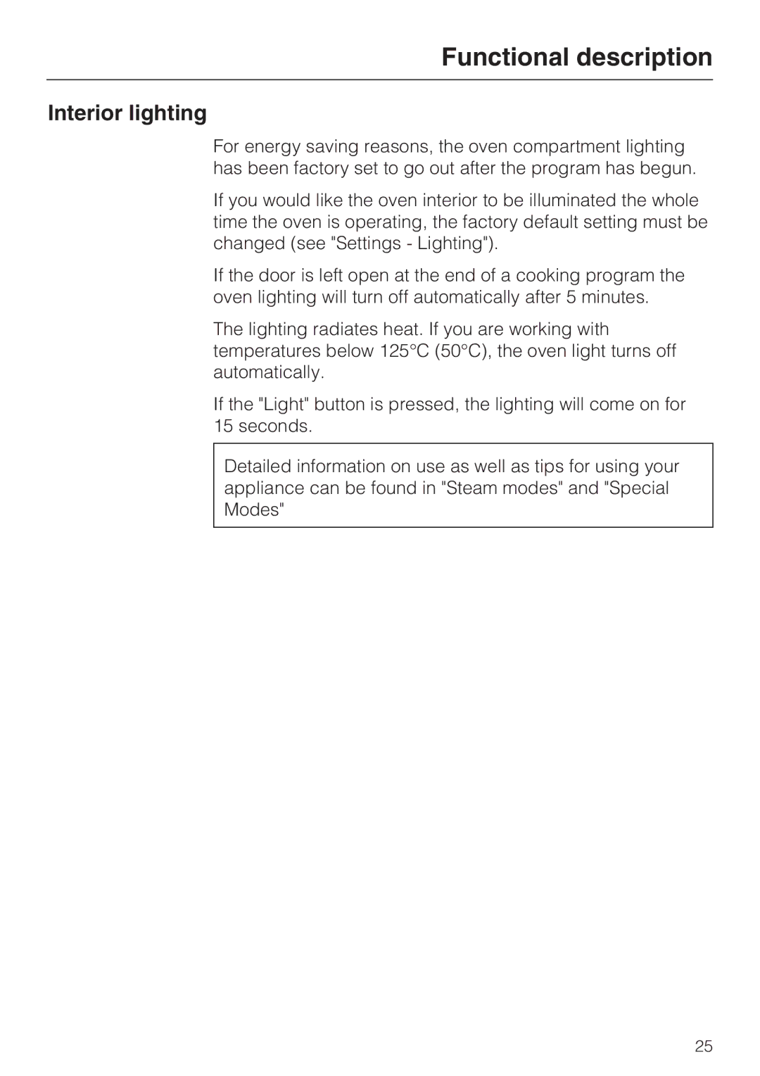 Miele 09 855 050 installation instructions Interior lighting 