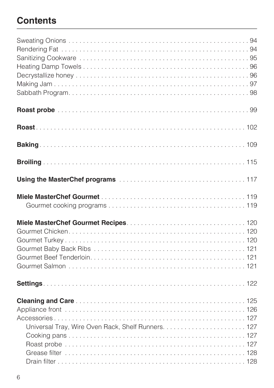 Miele 09 855 050 installation instructions Roast probe Baking Broiling Using the MasterChef programs 