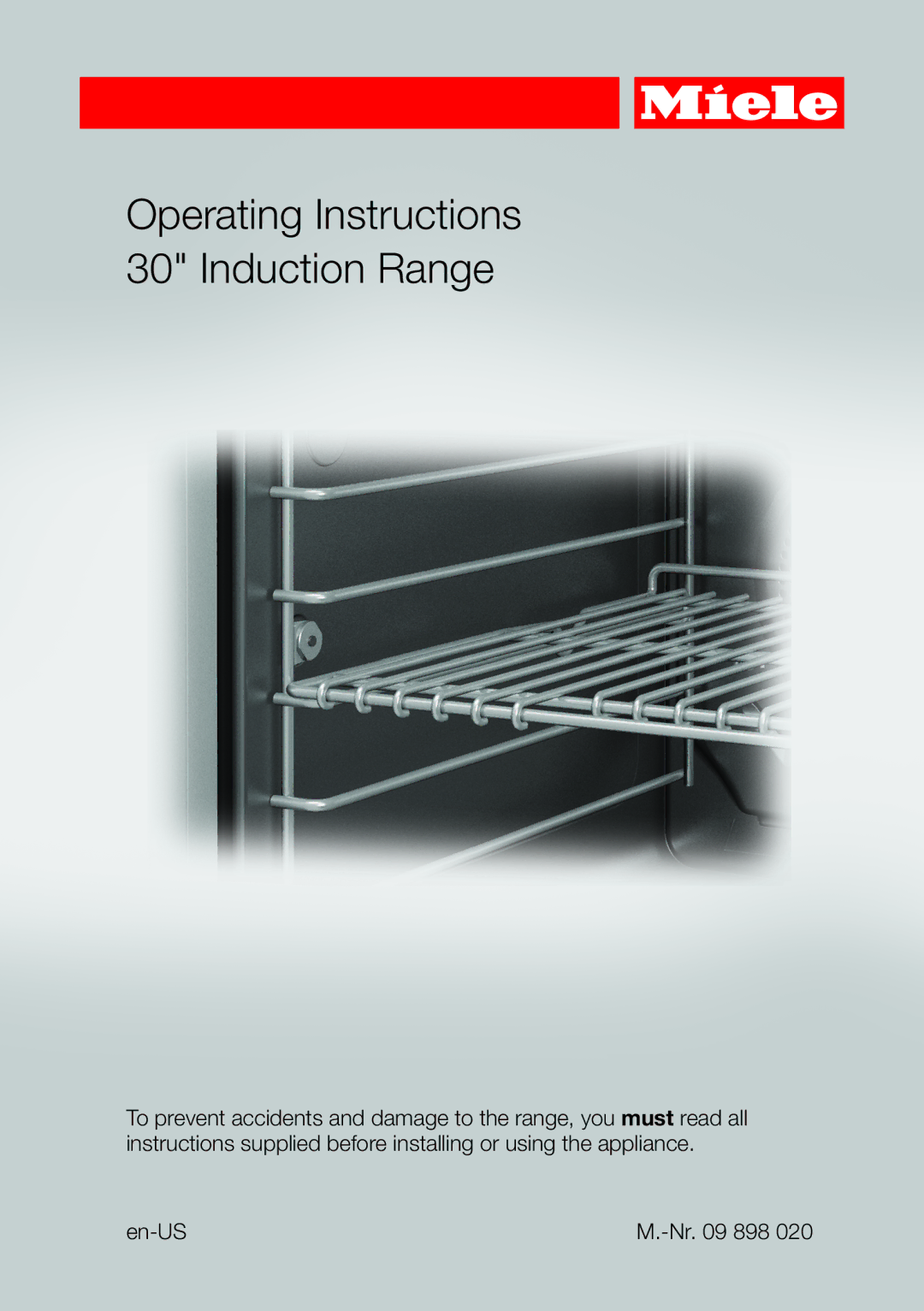 Miele 09 898 020 operating instructions Operating Instructions Induction Range 