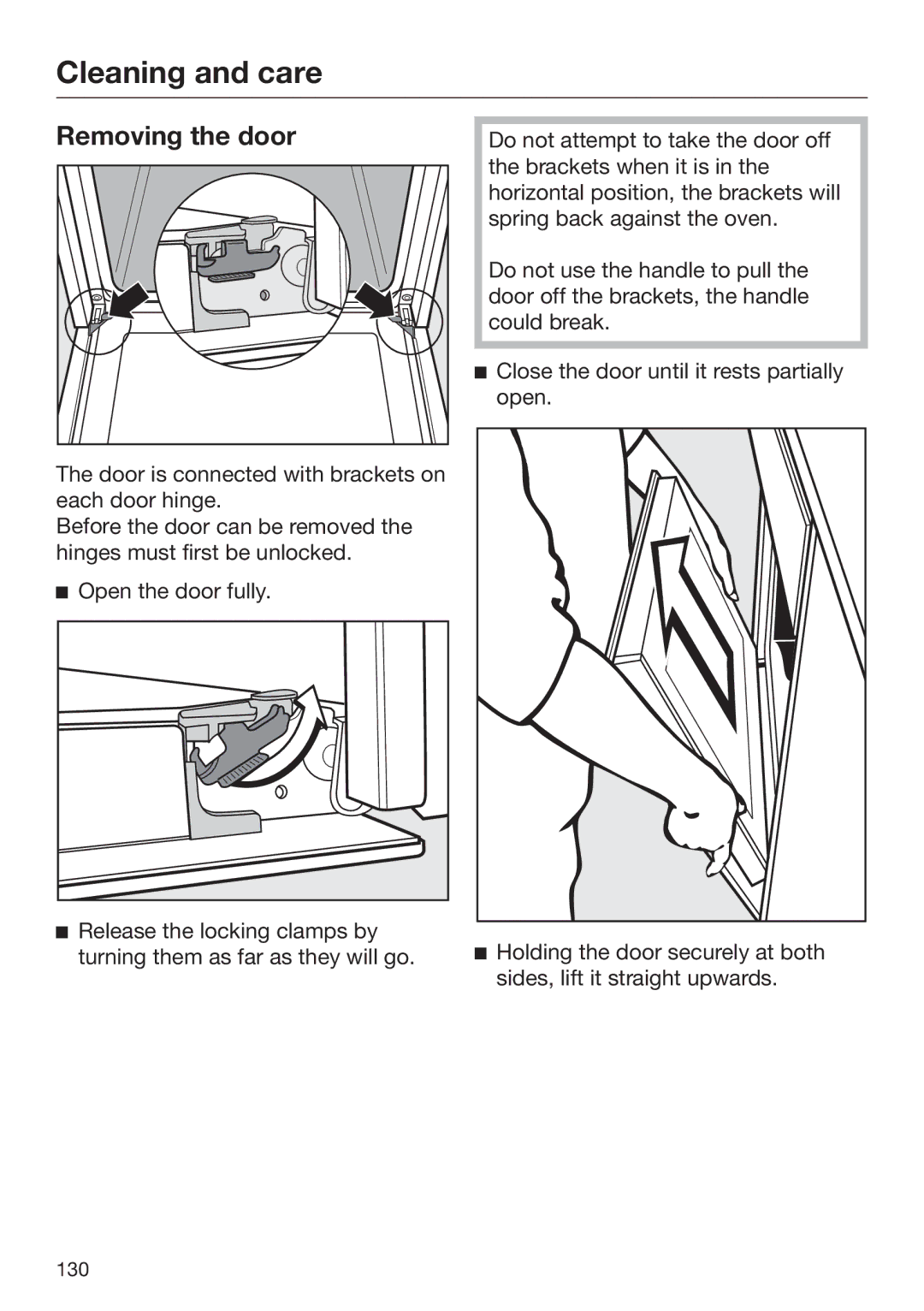 Miele 09 898 020 operating instructions Removing the door 