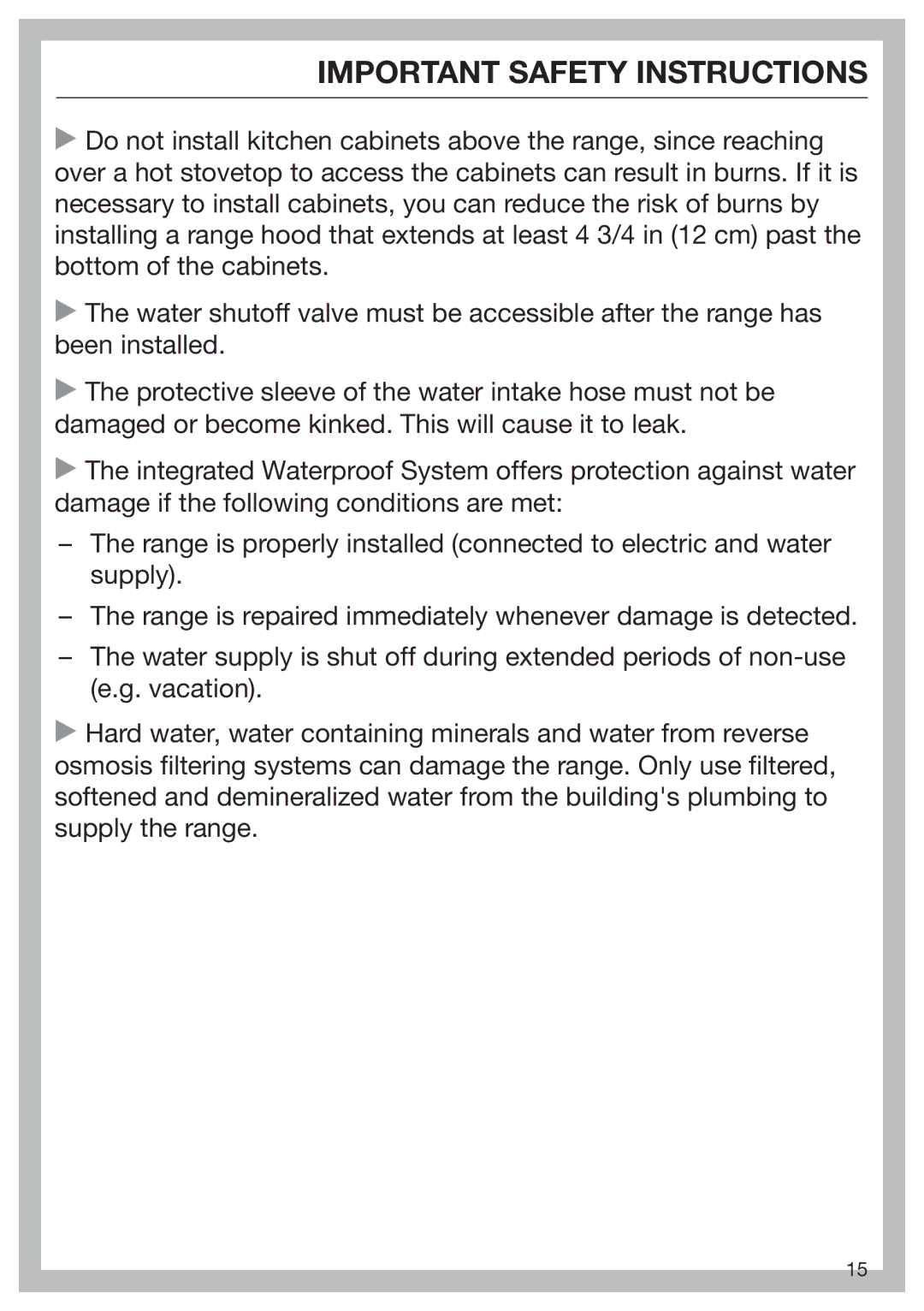 Miele 09 898 020 operating instructions Important Safety Instructions 