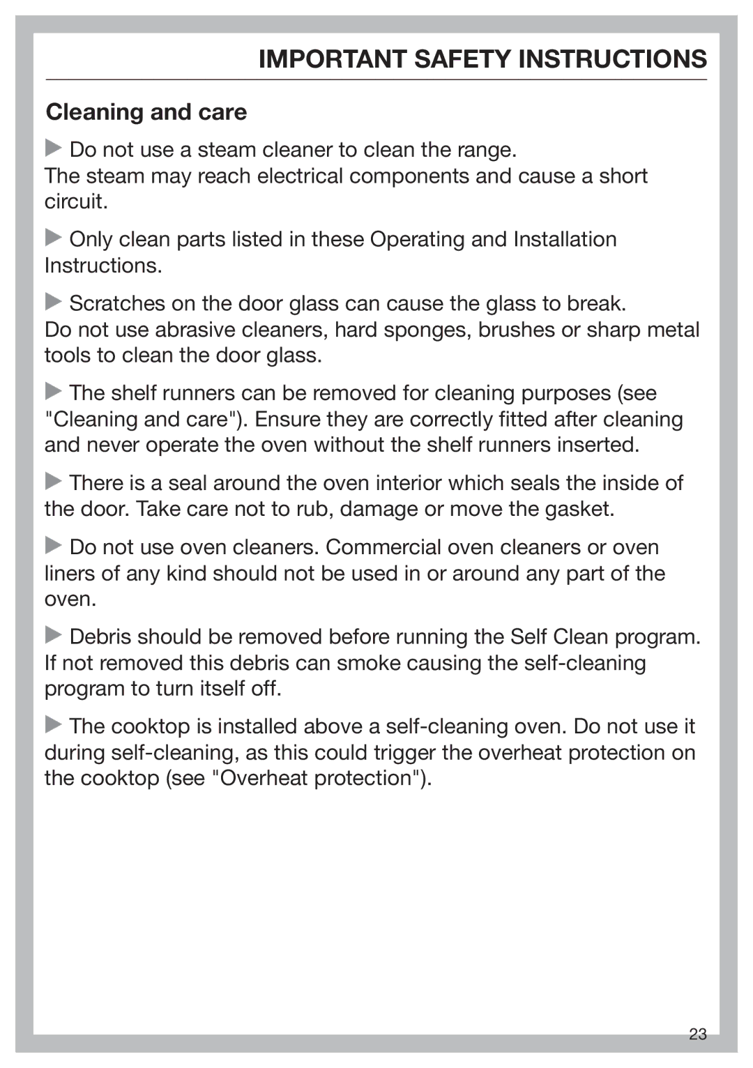 Miele 09 898 020 operating instructions Cleaning and care 