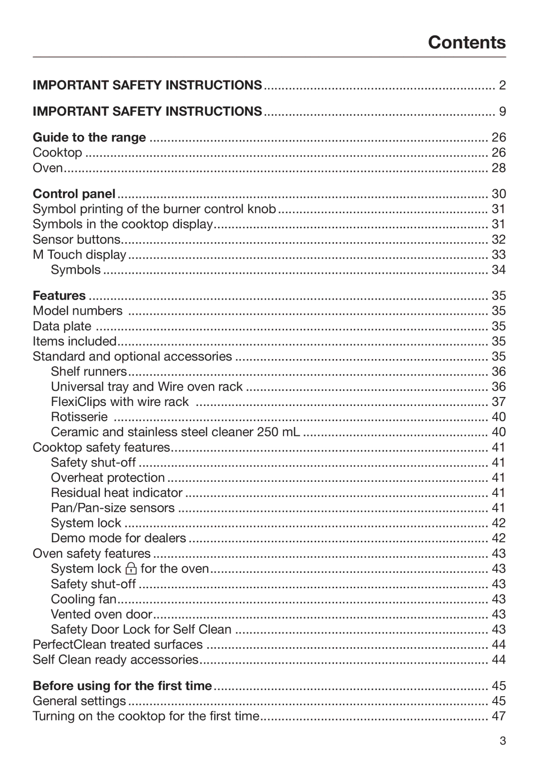 Miele 09 898 020 operating instructions Contents 