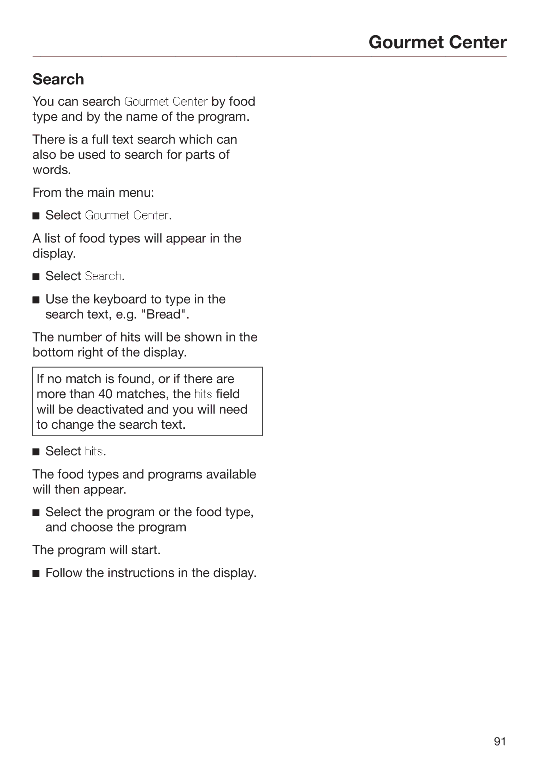 Miele 09 898 020 operating instructions Search 