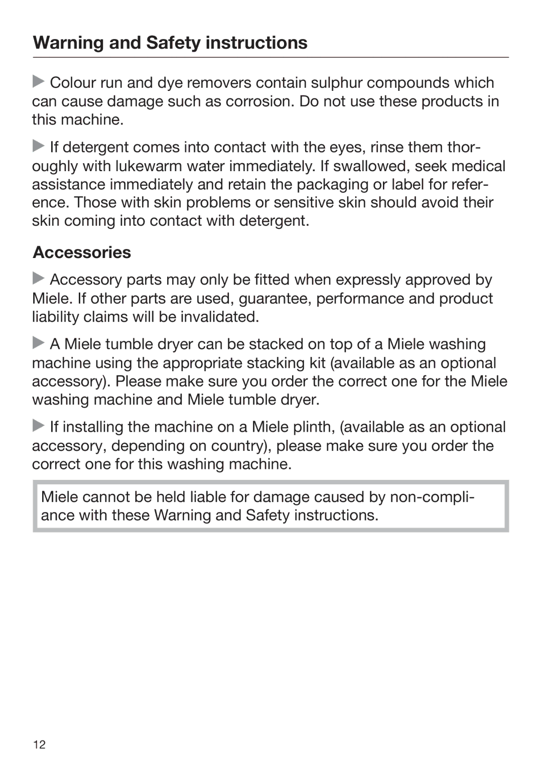 Miele 09 900 690 operating instructions Accessories 