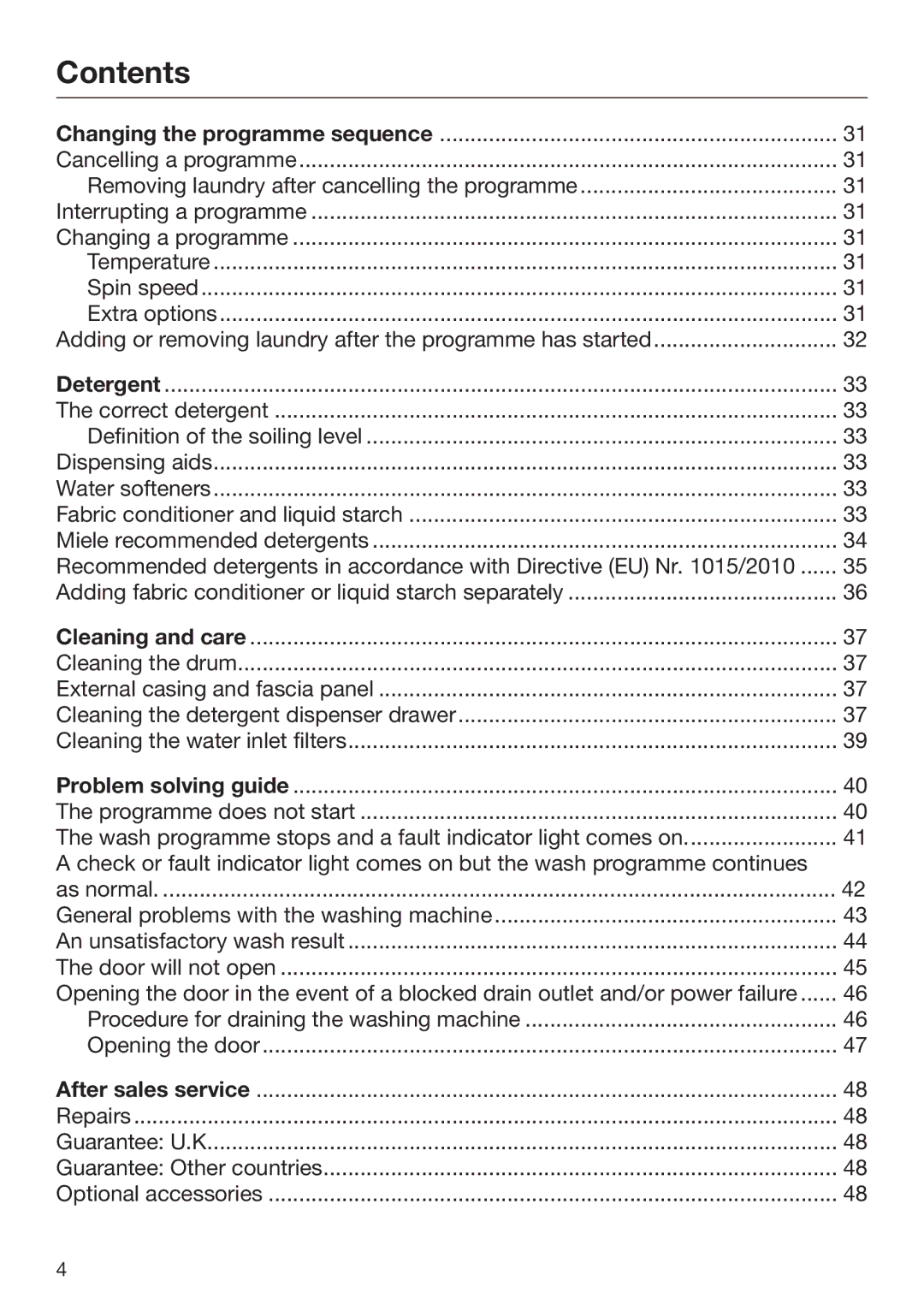 Miele 09 900 690 operating instructions Contents 