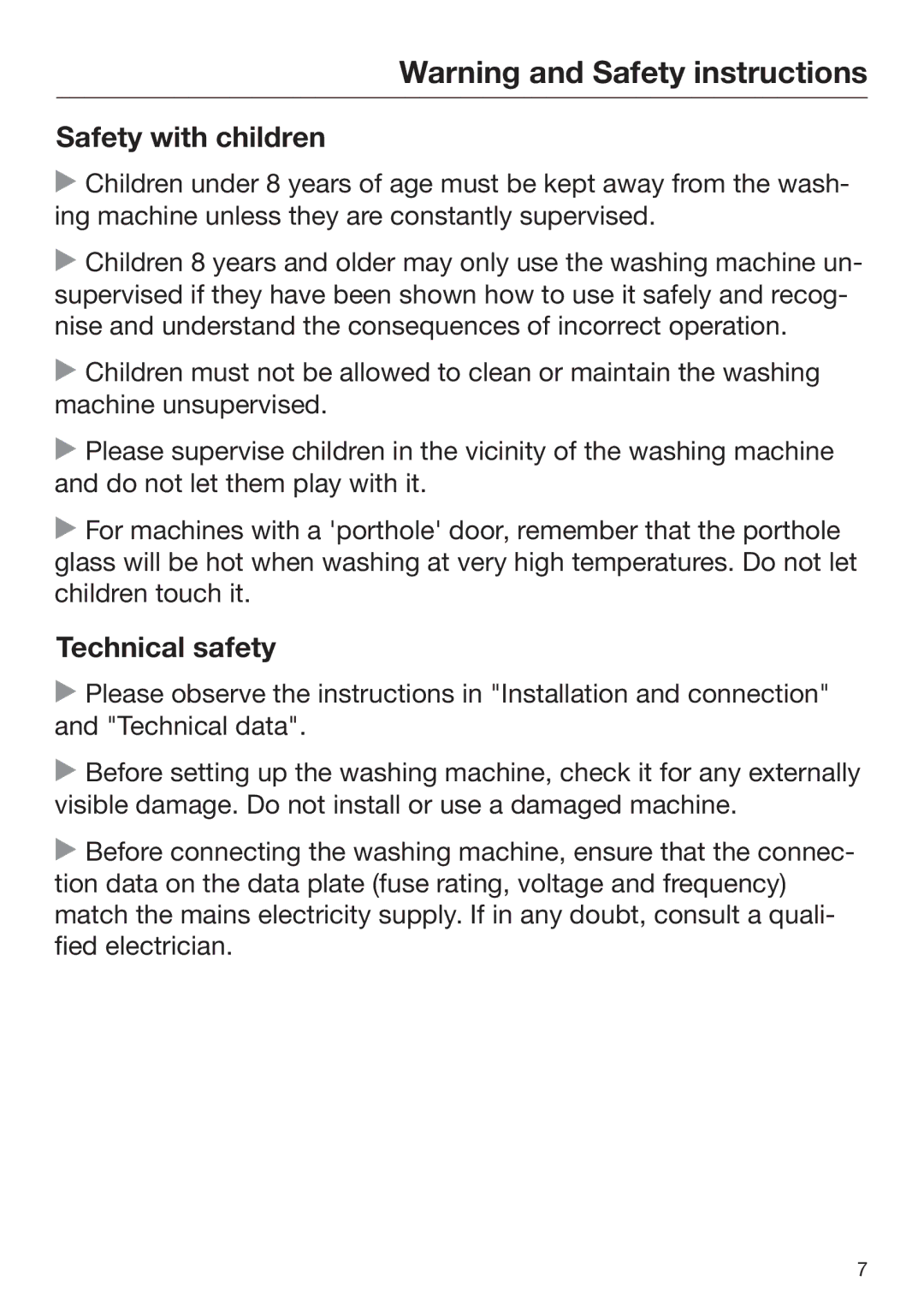 Miele 09 900 690 operating instructions Safety with children 