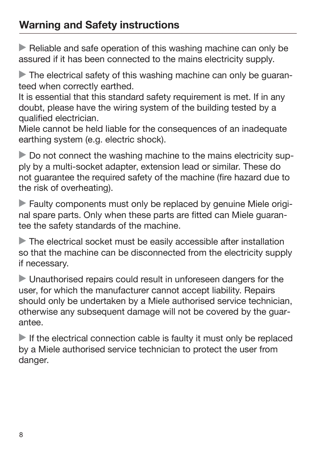 Miele 09 900 690 operating instructions 