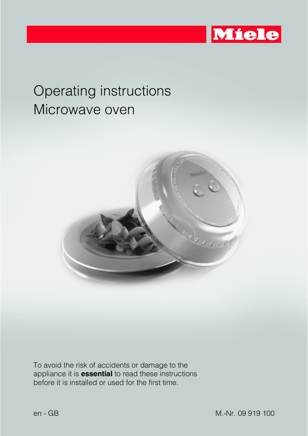 Miele 09 919 100 operating instructions Operating instructions Microwave oven 