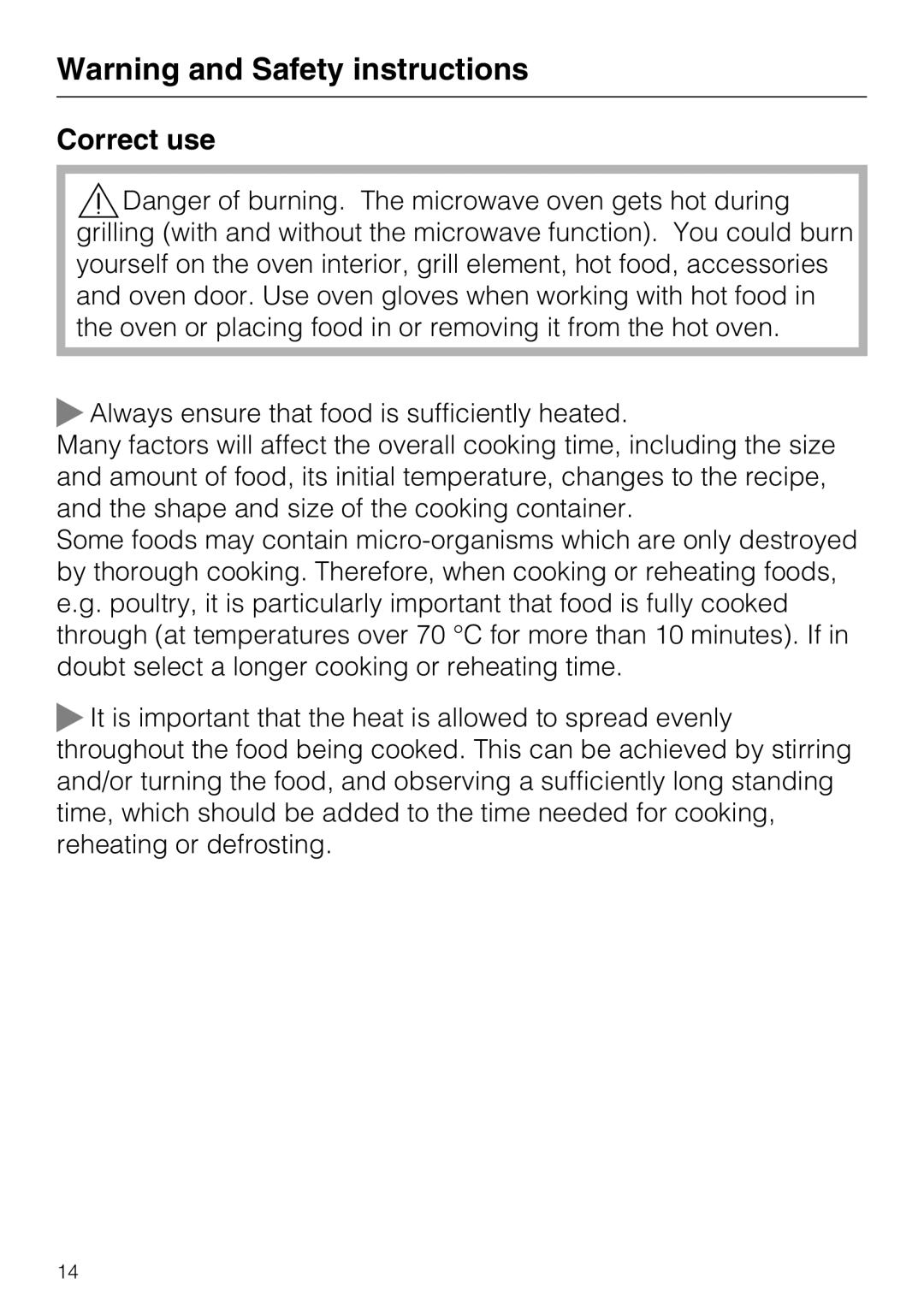 Miele 09 919 100 operating instructions Correct use 