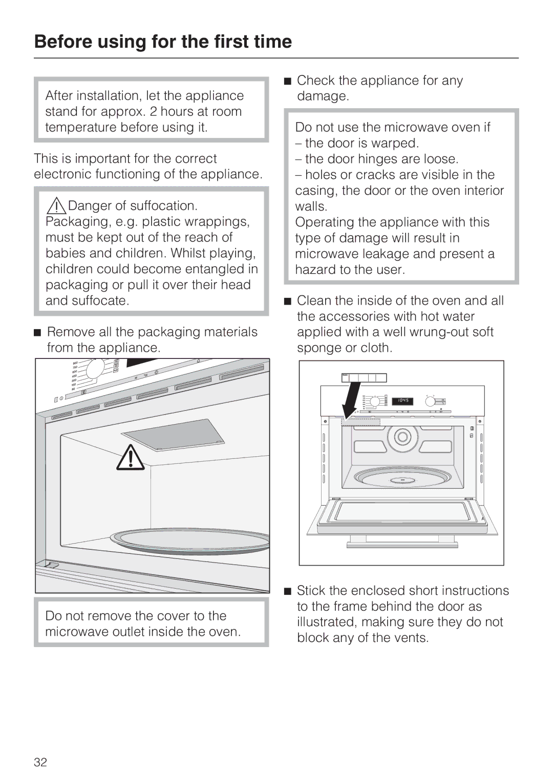 Miele 09 919 100 operating instructions Before using for the first time 