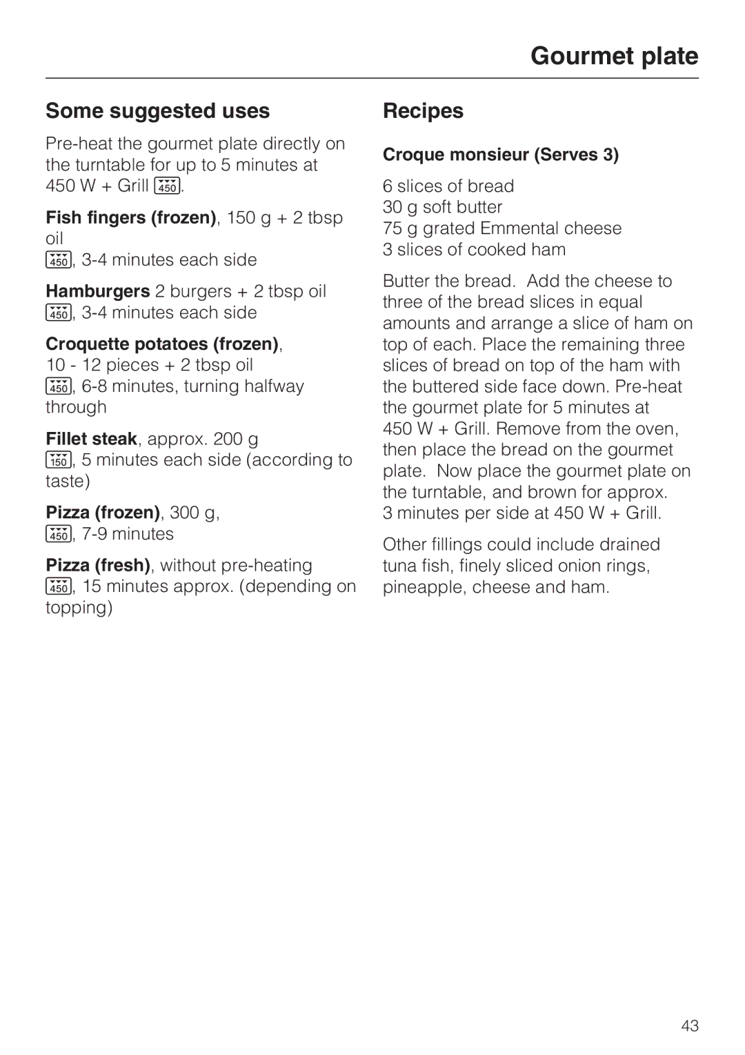 Miele 09 919 100 operating instructions Some suggested uses, Recipes 