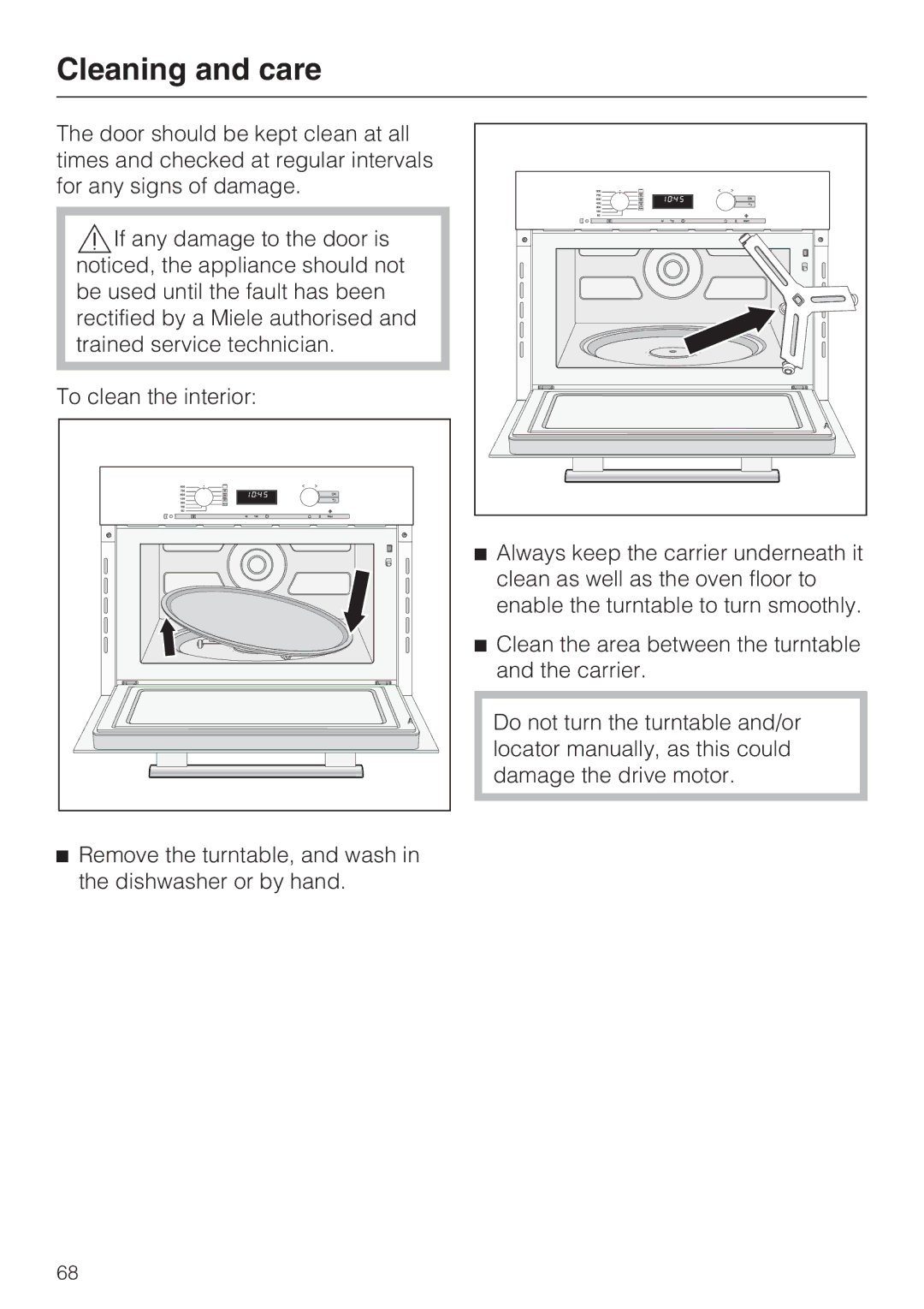 Miele 09 919 100 operating instructions Cleaning and care 