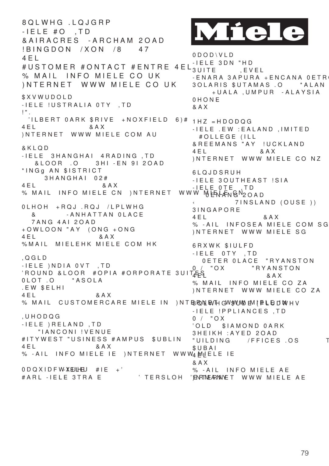 Miele 09 919 100 operating instructions 8QLWHG.LQJGRP 