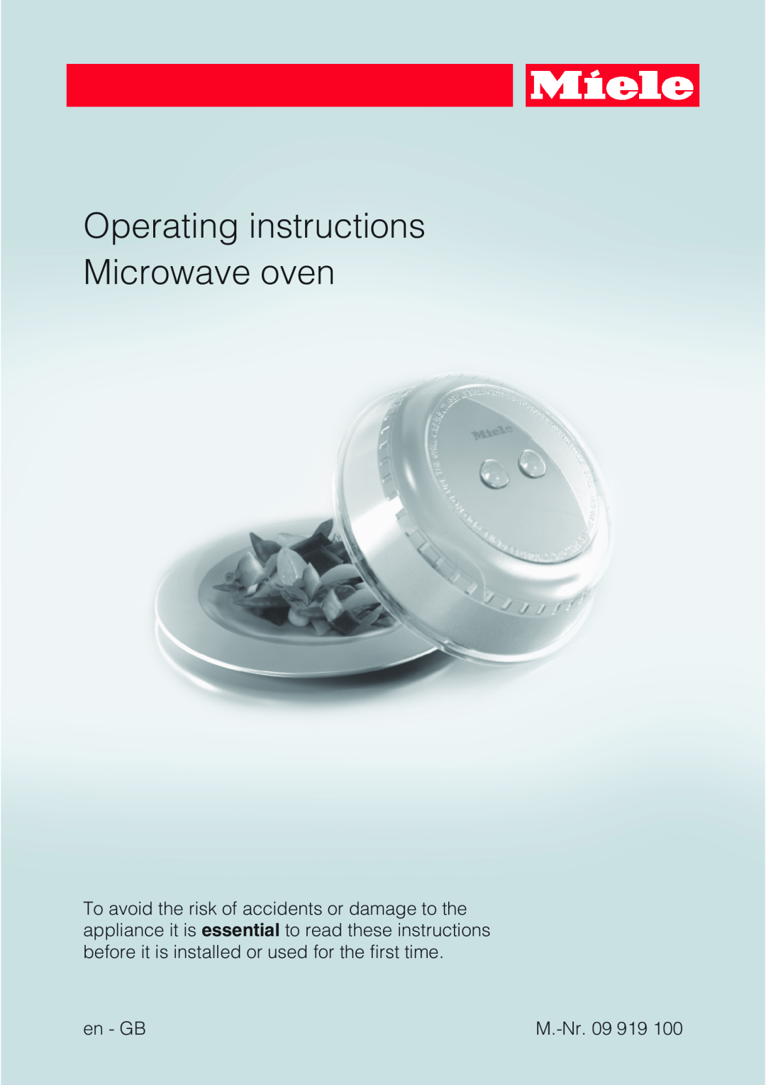 Miele 09 919 100 operating instructions Operating instructions Microwave oven, en - GB, M.-Nr.09 