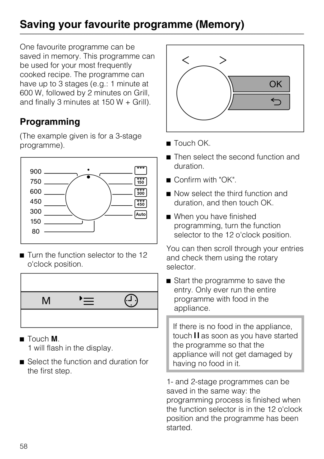 Miele 09 919 100 operating instructions Saving your favourite programme Memory, Programming 
