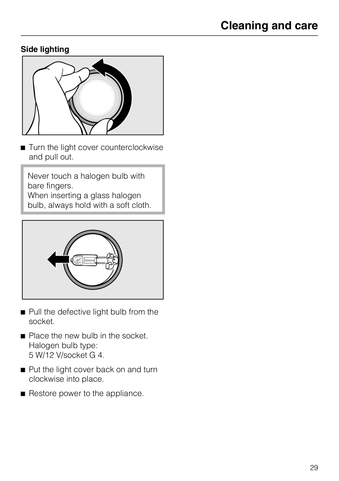 Miele 09 920 570 installation instructions Side lighting 