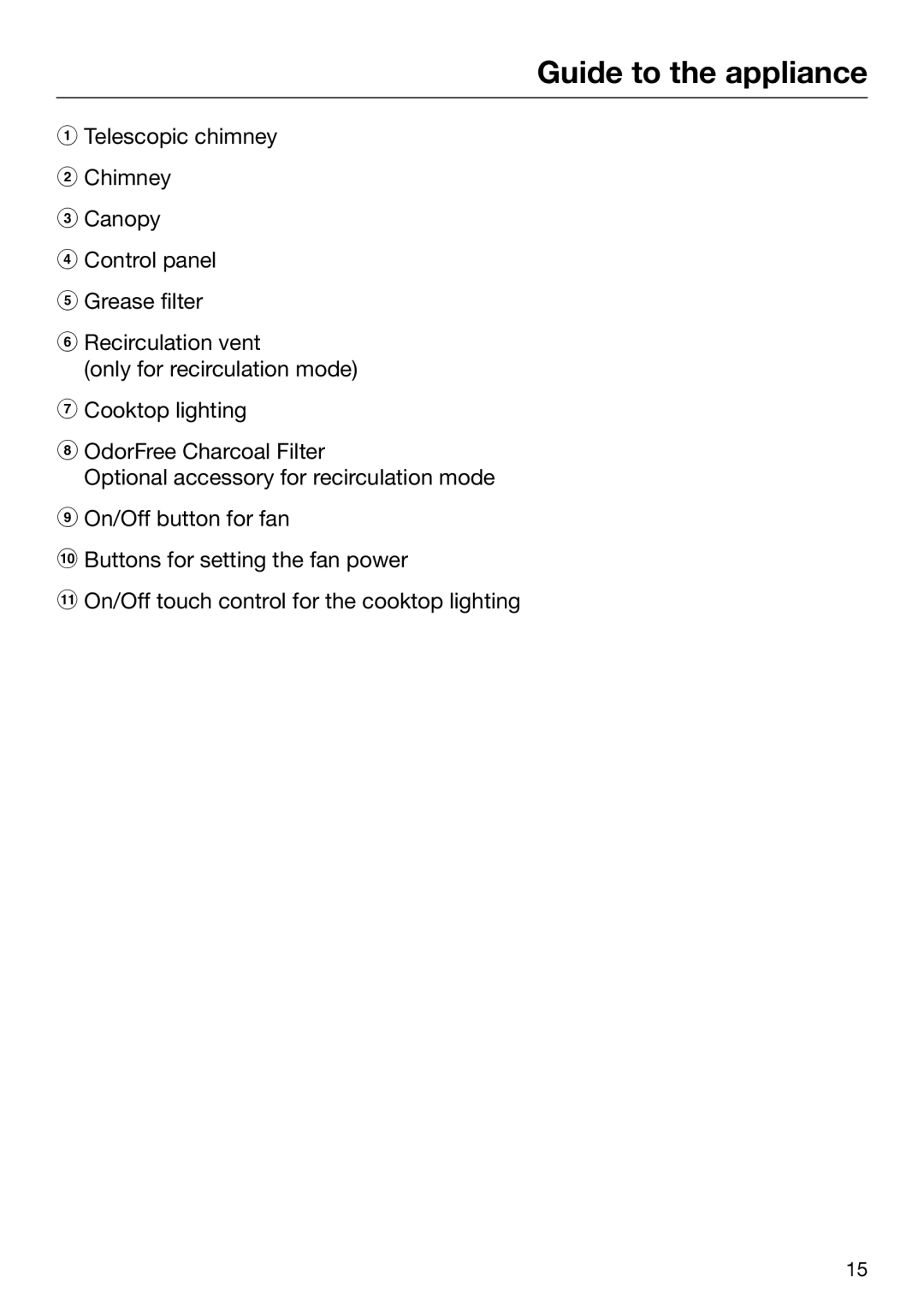 Miele 09 968 240 installation instructions Guide to the appliance 