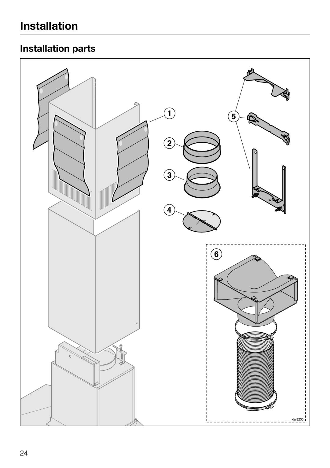 Miele 09 968 240 installation instructions Installation parts 