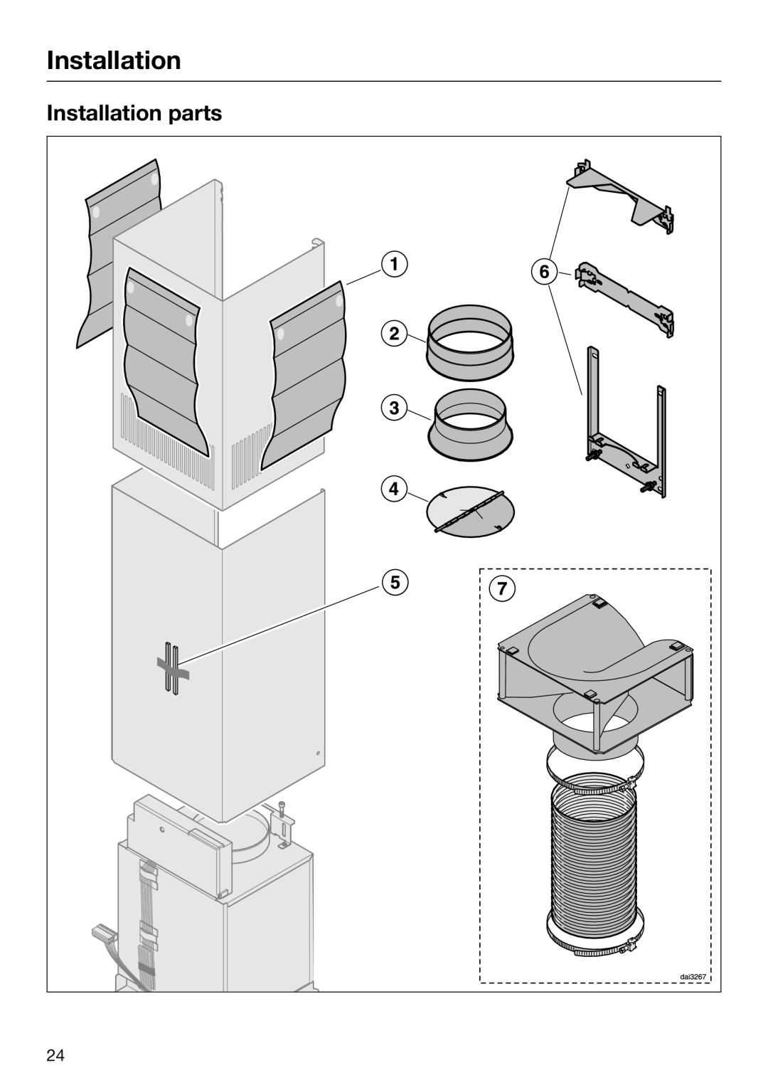 Miele 09 968 280 installation instructions Installation parts 