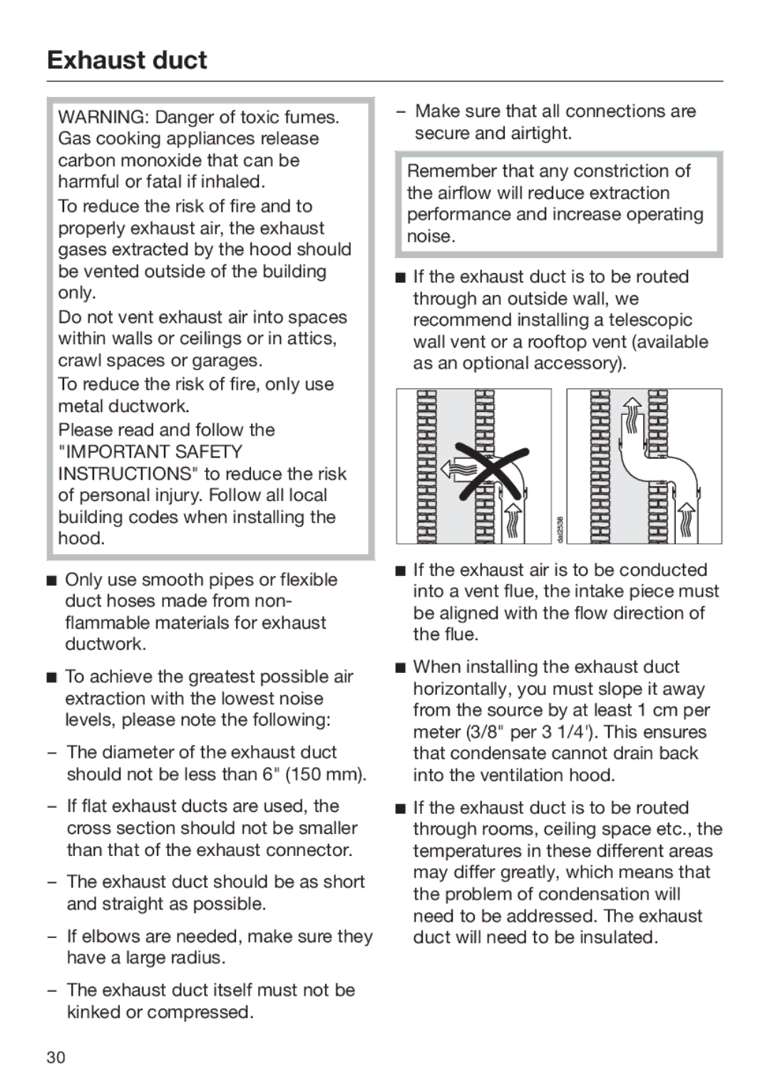 Miele 09 968 280 installation instructions Exhaust duct 