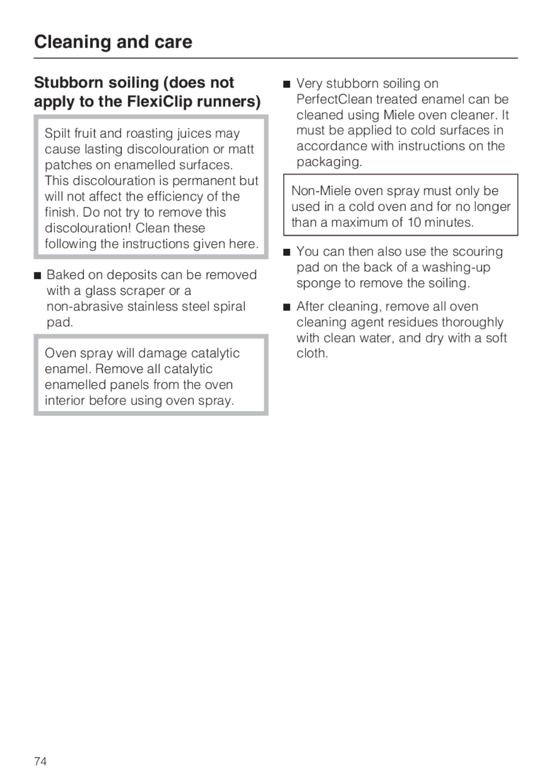 Miele 10 102 470 installation instructions Stubborn soiling does not apply to the FlexiClip runners 