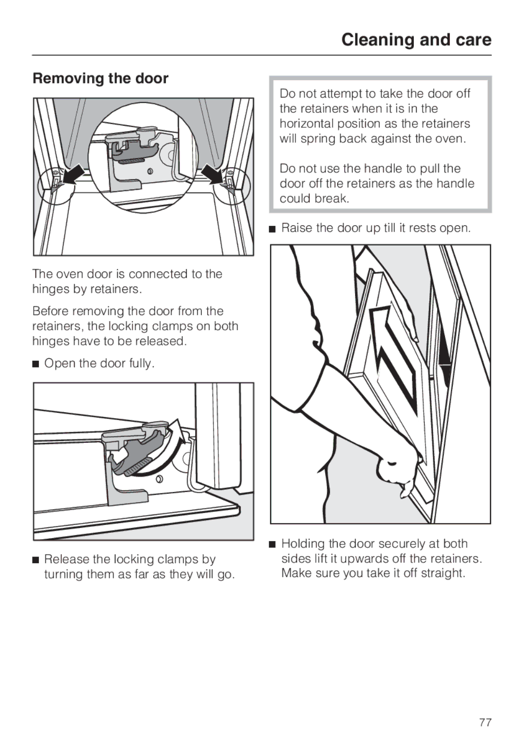 Miele 10 102 470 installation instructions Removing the door 