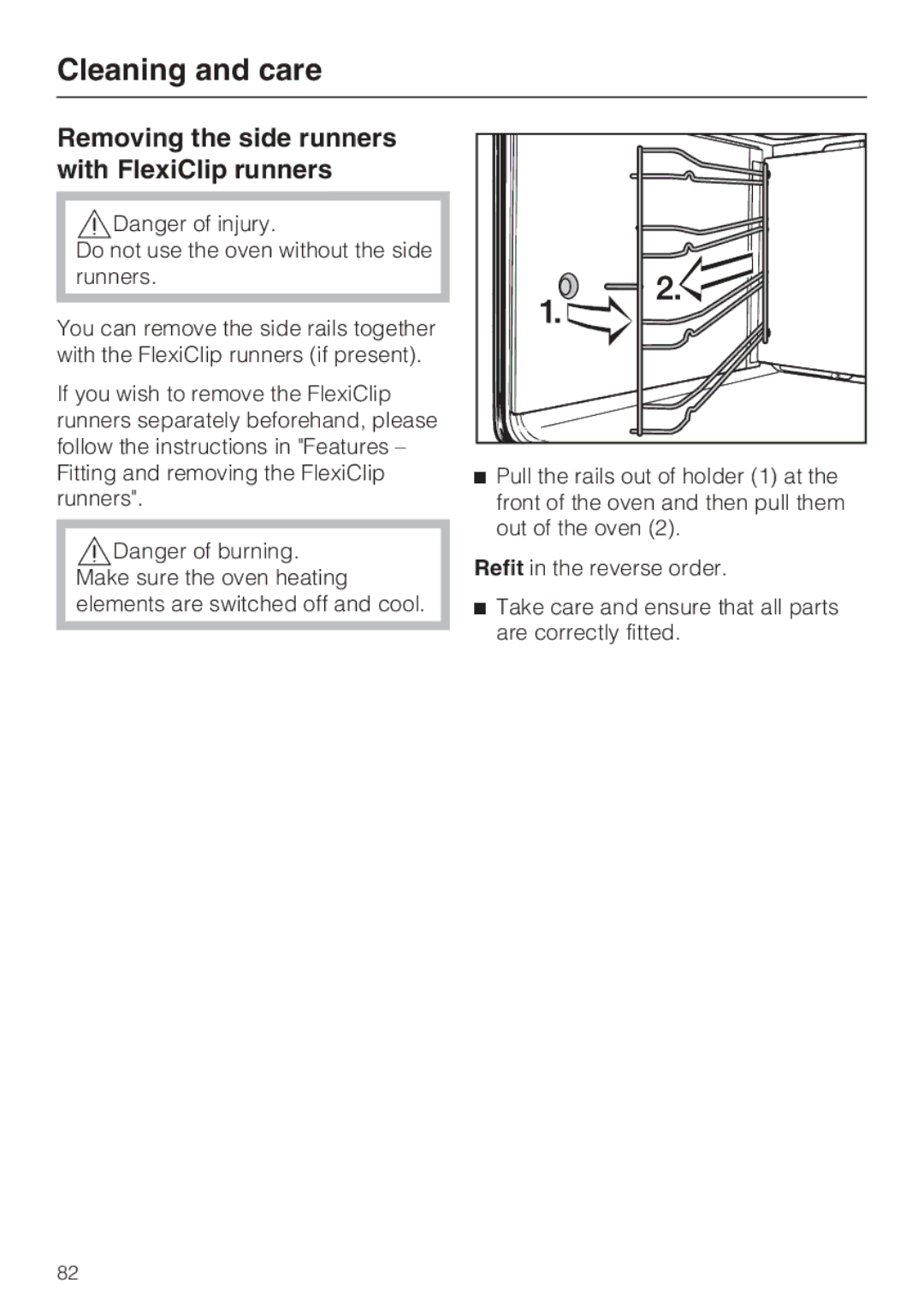 Miele 10 102 470 installation instructions Removing the side runners with FlexiClip runners 