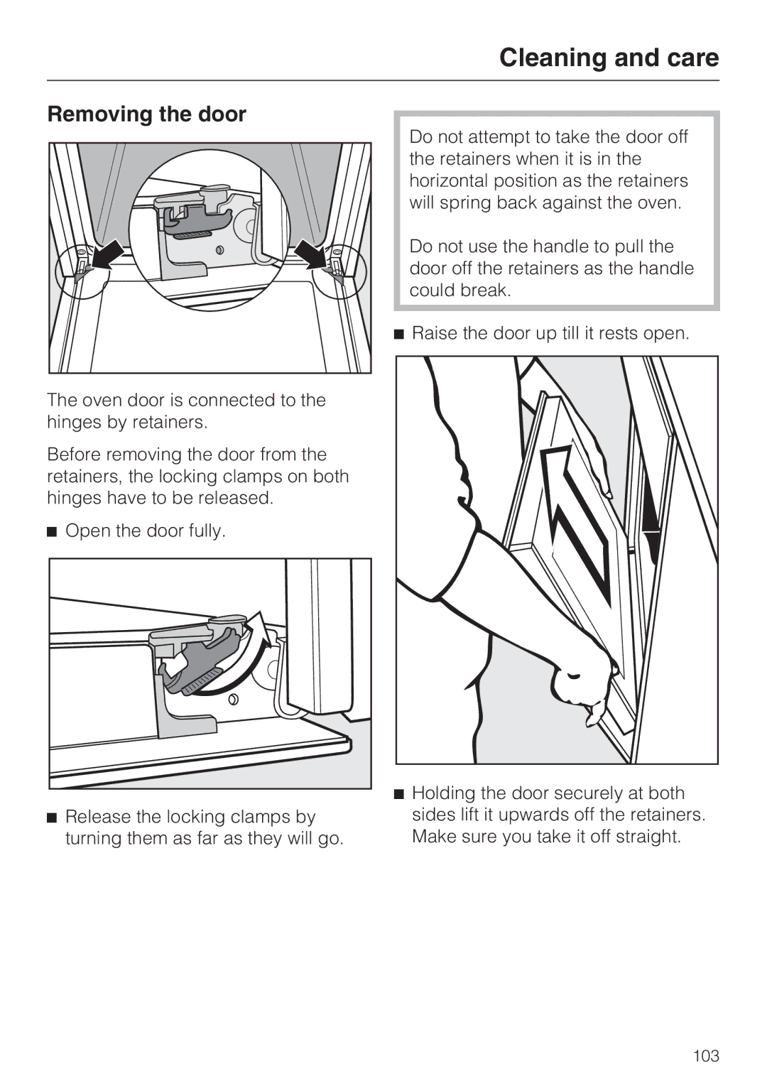 Miele 10 110 510 installation instructions Removing the door 