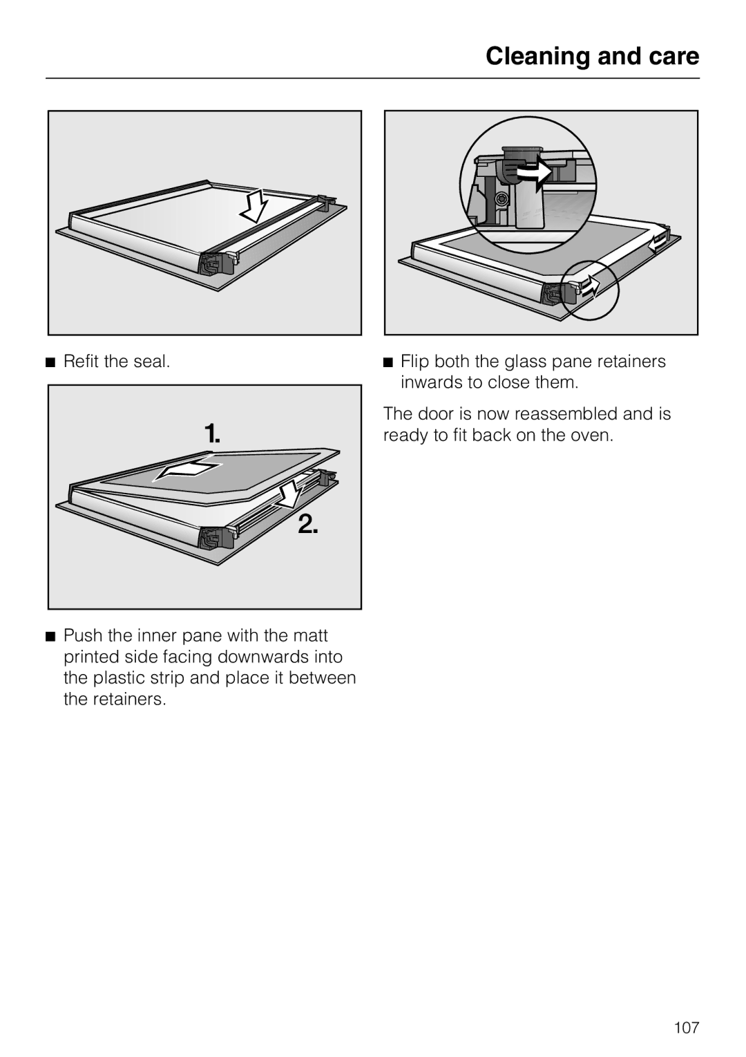 Miele 10 110 510 installation instructions Refit the seal 