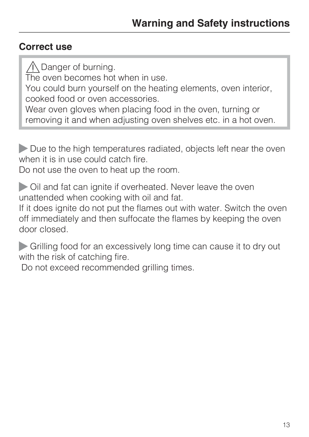 Miele 10 110 510 installation instructions Correct use 