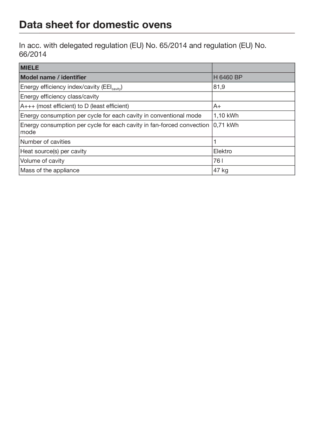 Miele 10 110 510 installation instructions 6460 BP 