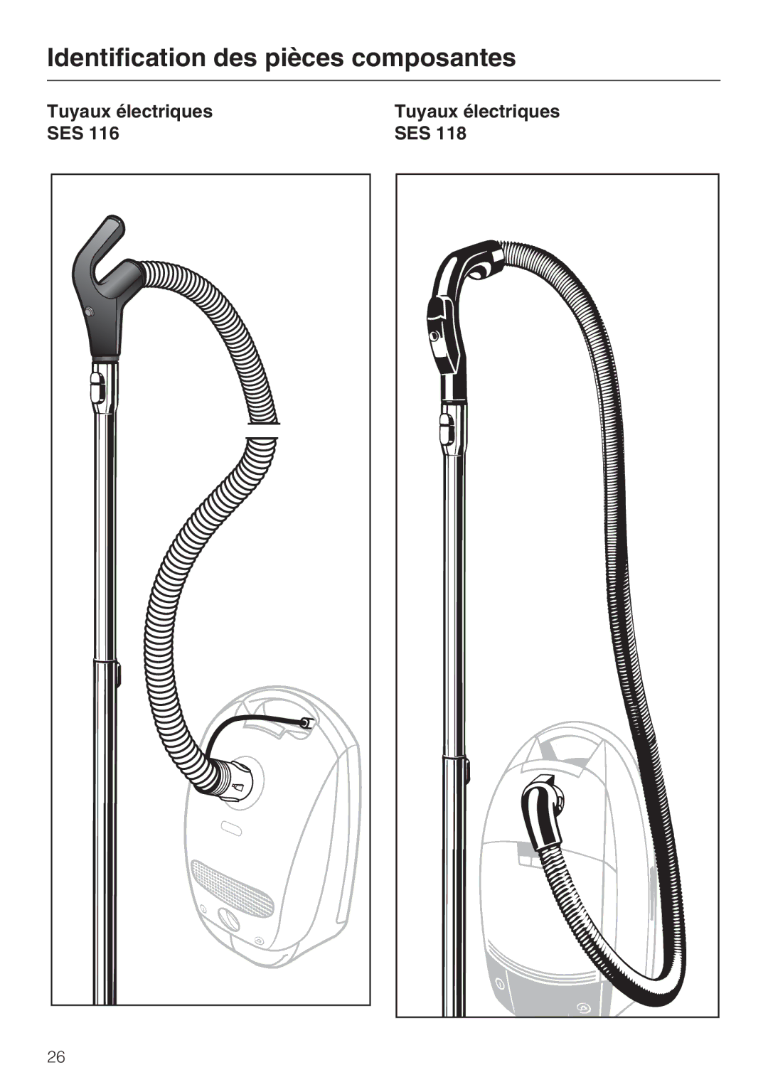 Miele 217-3, 217-2, 213-2 operating instructions Tuyaux électriques SES 